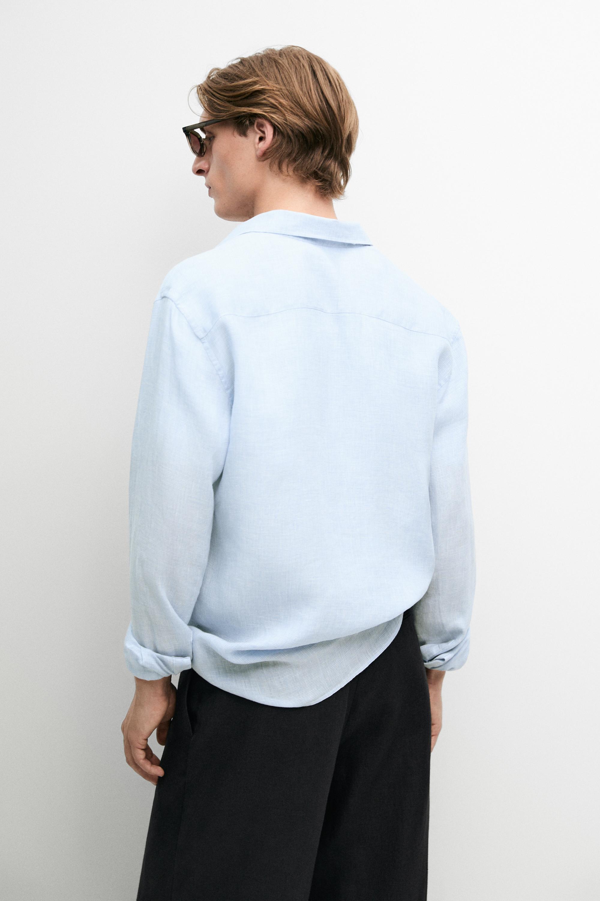 100% linen regular fit check shirt